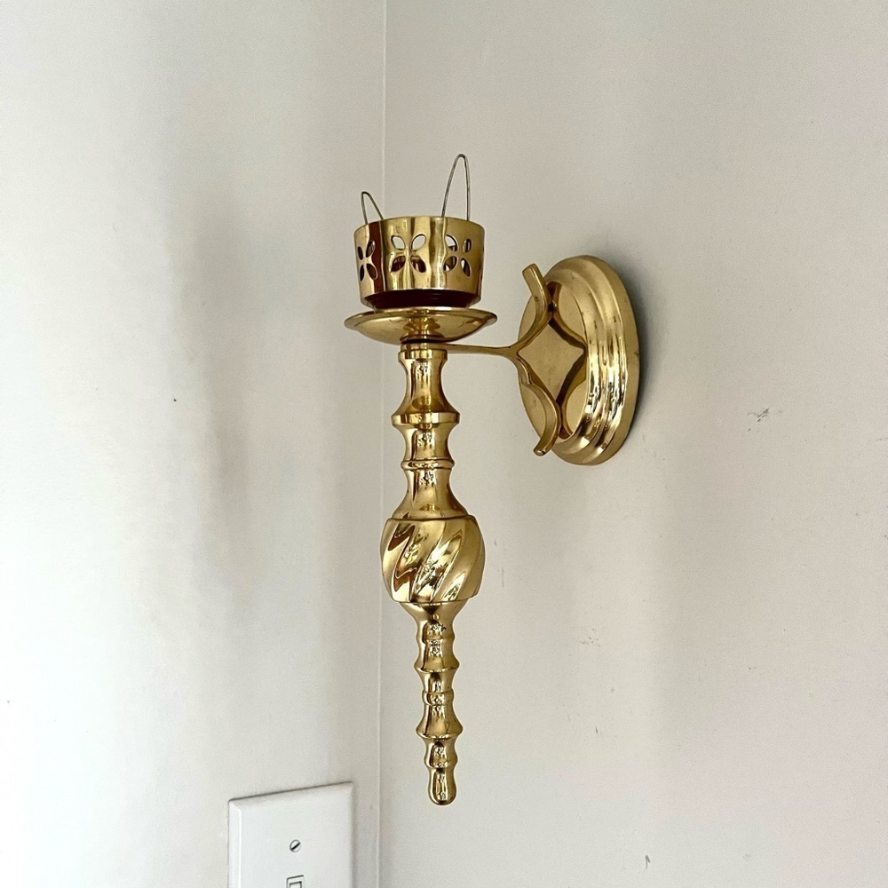 Brass wall sconce candle holder